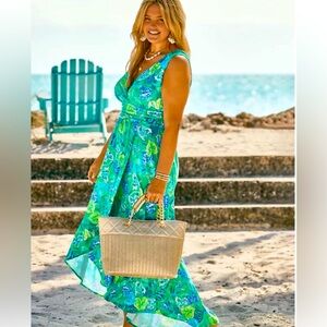 Lilly Pulitzer NWT Moana Maxi Dress In A Flutter Size L